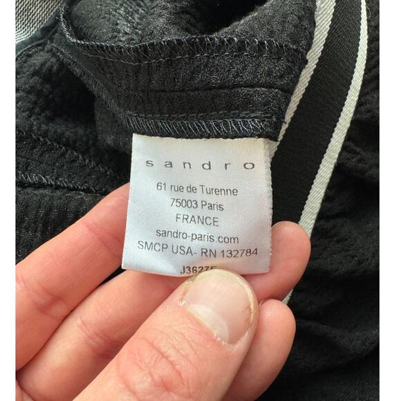 Sandro Textured Preppy Business Peplum Pencil Skirt, Black/White, US Size 6 - Picture 5 of 9